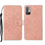 For Xiaomi Redmi Note 10 5G Ethnic Style Embossed Pattern Leather Phone Case(Pink)