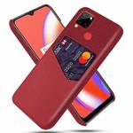 For OPPO Realme C12 Cloth Texture PC + PU Leather Back Cover Case with Card Slot(Red)