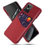 For OPPO Realme GT Neo3 Cloth Texture PC + PU Leather Back Cover Case with Card Slot(Red)