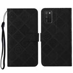 For Samsung Galaxy A03s 164mm Ethnic Style Embossed Pattern Leather Phone Case(Black)