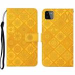 For Samsung Galaxy A22 5G Ethnic Style Embossed Pattern Leather Phone Case(Yellow)