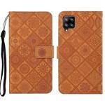 For Samsung Galaxy A22 4G Ethnic Style Embossed Pattern Leather Phone Case(Brown)