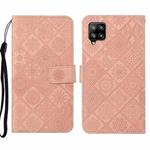For Samsung Galaxy A22 4G Ethnic Style Embossed Pattern Leather Phone Case(Pink)