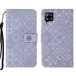 For Samsung Galaxy A22 4G Ethnic Style Embossed Pattern Leather Phone Case(Purple)