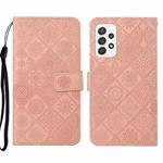 For Samsung Galaxy A23 Ethnic Style Embossed Pattern Leather Phone Case(Pink)