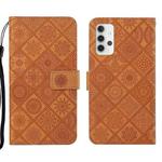 For Samsung Galaxy A32 5G Ethnic Style Embossed Pattern Leather Phone Case(Brown)