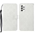 For Samsung Galaxy A52 Ethnic Style Embossed Pattern Leather Phone Case(White)