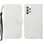 For Samsung Galaxy A73 5G Ethnic Style Embossed Pattern Leather Phone Case(White)