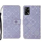 For OPPO A74 4G Ethnic Style Embossed Pattern Leather Phone Case(Purple)