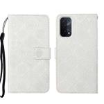 For OPPO A74 5G Ethnic Style Embossed Pattern Leather Phone Case(White)