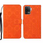 For OPPO A94 4G Ethnic Style Embossed Pattern Leather Phone Case(Orange)