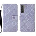 For Samsung Galaxy S22+ 5G Ethnic Style Embossed Pattern Leather Phone Case(Purple)