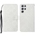 For Samsung Galaxy S22 Ultra 5G Ethnic Style Embossed Pattern Leather Phone Case(White)