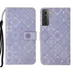 For Samsung Galaxy S22 5G Ethnic Style Embossed Pattern Leather Phone Case(Purple)
