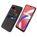 For OPPO Realme C12 Cloth Texture PC + Nylon Phone Case with Dual Card Slots(Black)