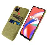 For OPPO Realme C12 Cloth Texture PC + Nylon Phone Case with Dual Card Slots(Yellow)