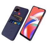 For OPPO Realme C12 Cloth Texture PC + Nylon Phone Case with Dual Card Slots(Blue)
