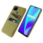 For OPPO Realme C15 Cloth Texture PC + Nylon Phone Case with Dual Card Slots(Yellow)