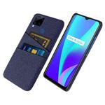 For OPPO Realme C15 Cloth Texture PC + Nylon Phone Case with Dual Card Slots(Blue)