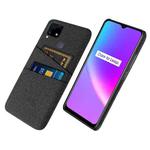 For OPPO Realme C25 Cloth Texture PC + Nylon Phone Case with Dual Card Slots(Black)