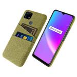 For OPPO Realme C25 Cloth Texture PC + Nylon Phone Case with Dual Card Slots(Yellow)