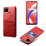 For OPPO Realme C12 Calf Texture PC + PU Leather Back Cover with Dual Card Slots(Red)