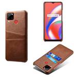 For OPPO Realme C12 Calf Texture PC + PU Leather Back Cover with Dual Card Slots(Brown)