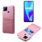 For OPPO Realme C15 Calf Texture PC + PU Leather Back Cover with Dual Card Slots(Pink)