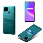 For OPPO Realme C25 Calf Texture PC + PU Leather Back Cover with Dual Card Slots(Green)