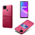 For OPPO Realme C25 Calf Texture PC + PU Leather Back Cover with Dual Card Slots(Rose Red)