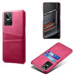 For OPPO Realme GT Neo3 Calf Texture PC + PU Leather Back Cover with Dual Card Slots(Rose Red)