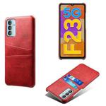 For Samsung Galaxy F23 5G Calf Texture PC + PU Leather Back Cover with Dual Card Slots(Red)