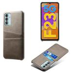 For Samsung Galaxy F23 5G Calf Texture PC + PU Leather Back Cover with Dual Card Slots(Grey)