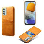 For Samsung Galaxy M23 5G Calf Texture PC + PU Leather Back Cover with Dual Card Slots(Orange)