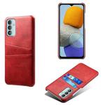 For Samsung Galaxy M23 5G Calf Texture PC + PU Leather Back Cover with Dual Card Slots(Red)