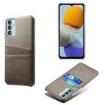 For Samsung Galaxy M23 5G Calf Texture PC + PU Leather Back Cover with Dual Card Slots(Grey)