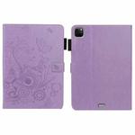 For iPad Pro 11 inch 2020 / 2018 Embossed Butterfly Pattern Smart Leather Tablet Case(Purple)