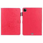 For iPad Pro 11 inch 2020 / 2018 Embossed Butterfly Pattern Smart Leather Tablet Case(Rose Red)