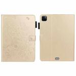 For iPad Pro 11 inch 2020 / 2018 Embossed Butterfly Pattern Smart Leather Tablet Case(Gold)