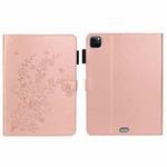 For iPad Pro 11 inch 2020 / 2018 Embossed Plum Bossom Pattern Smart Leather Tablet Case(Rose Gold)