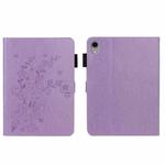 For iPad mini 6 Embossed Plum Bossom Pattern Smart Leather Tablet Case(Purple)