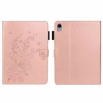 For iPad mini 6 Embossed Plum Bossom Pattern Smart Leather Tablet Case(Rose Gold)