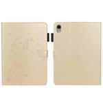 For iPad mini 6 Embossed Plum Bossom Pattern Smart Leather Tablet Case(Gold)