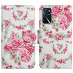 For OPPO A16 Painted Pattern Flip Leather Phone Case(Rose Flower)
