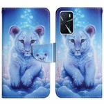 For OPPO A16 Painted Pattern Flip Leather Phone Case(Little Leopard)