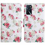 For OPPO A16 Painted Pattern Flip Leather Phone Case(Red Peony)
