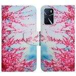 For OPPO A16 Painted Pattern Flip Leather Phone Case(Cherry Blossoms)