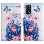 For OPPO A16 Painted Pattern Flip Leather Phone Case(Purple Butterfly)