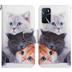 For OPPO A16 Painted Pattern Flip Leather Phone Case(Three Cats)