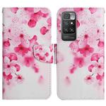 For Xiaomi Redmi 10 Painted Pattern Flip Leather Phone Case(Red Flower)